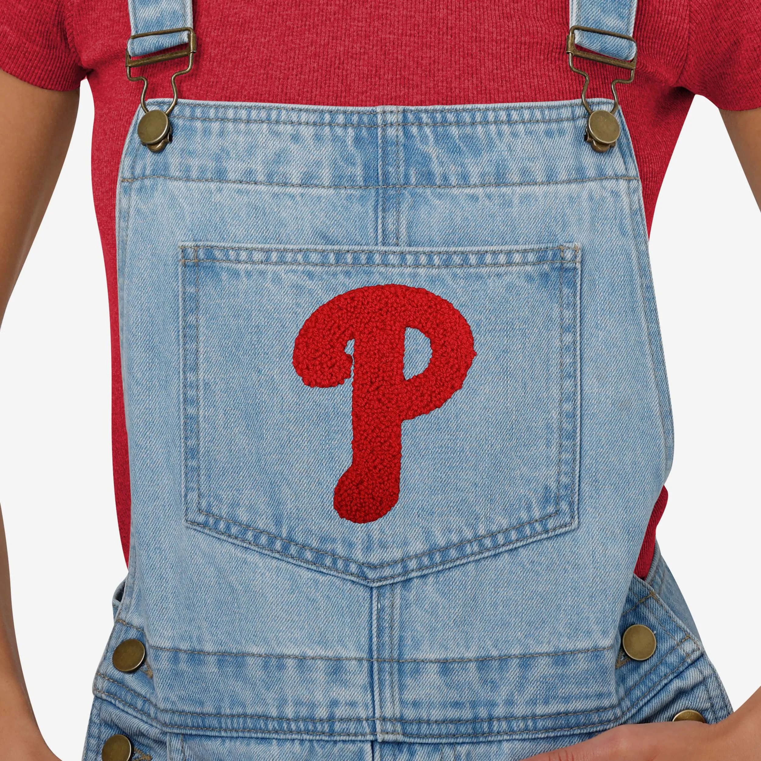 Philadelphia Phillies Womens Big Logo Denim Bib Shortalls
