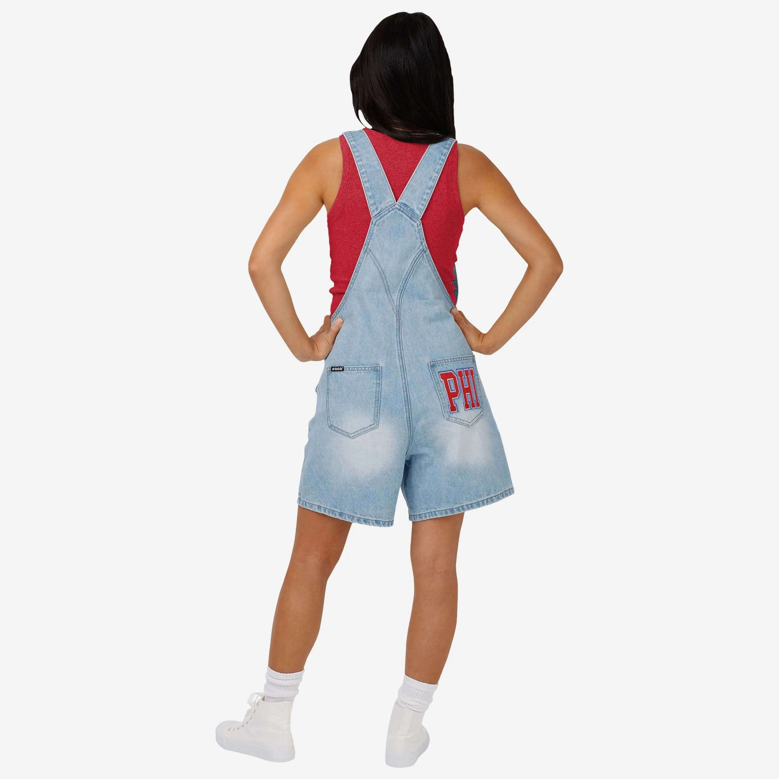 Philadelphia Phillies Womens Big Logo Denim Bib Shortalls