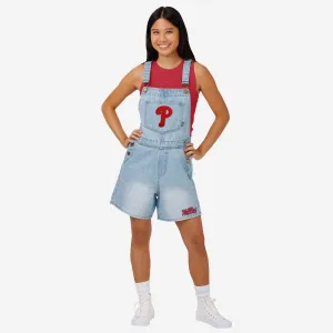 Philadelphia Phillies Womens Big Logo Denim Bib Shortalls