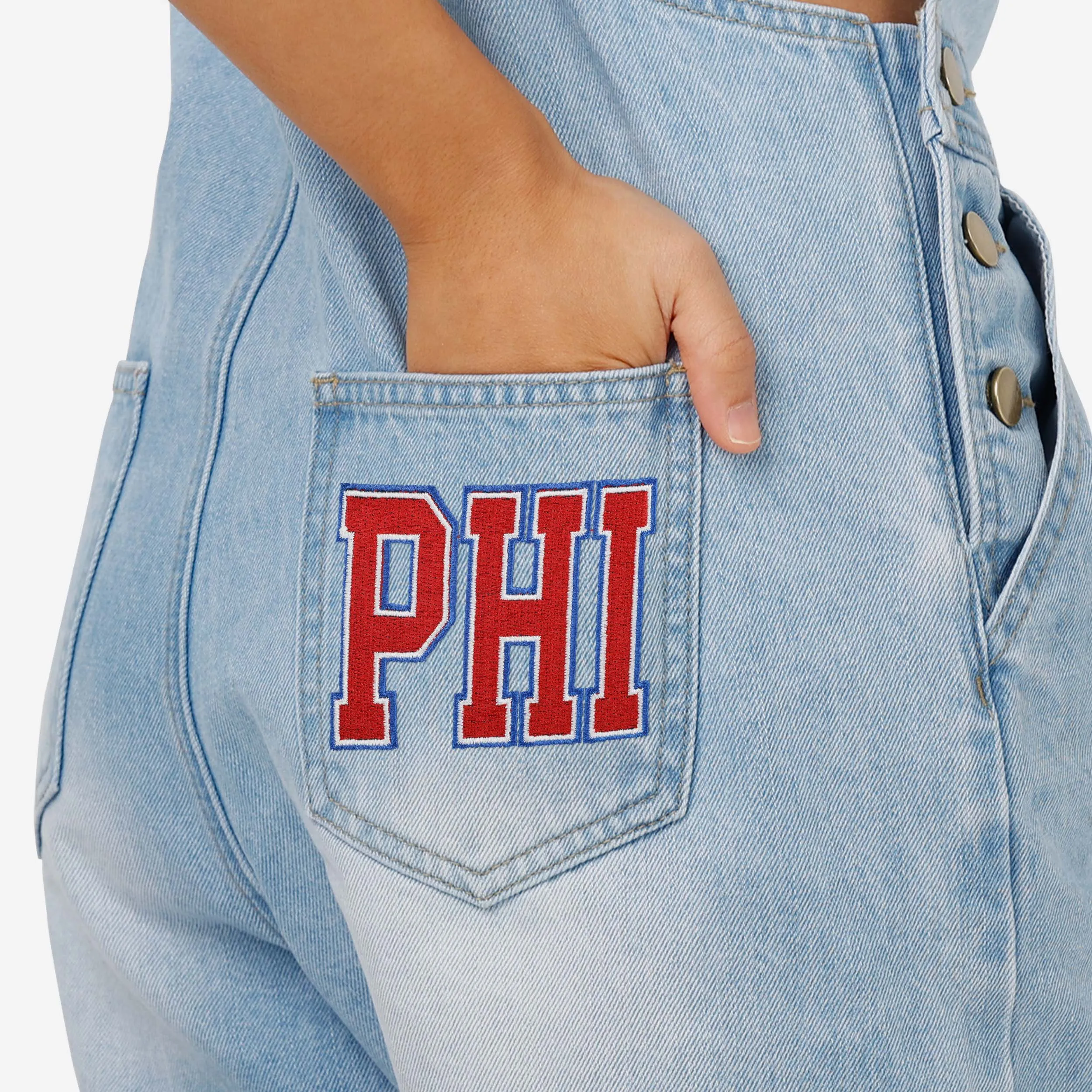 Philadelphia Phillies Womens Big Logo Denim Bib Shortalls