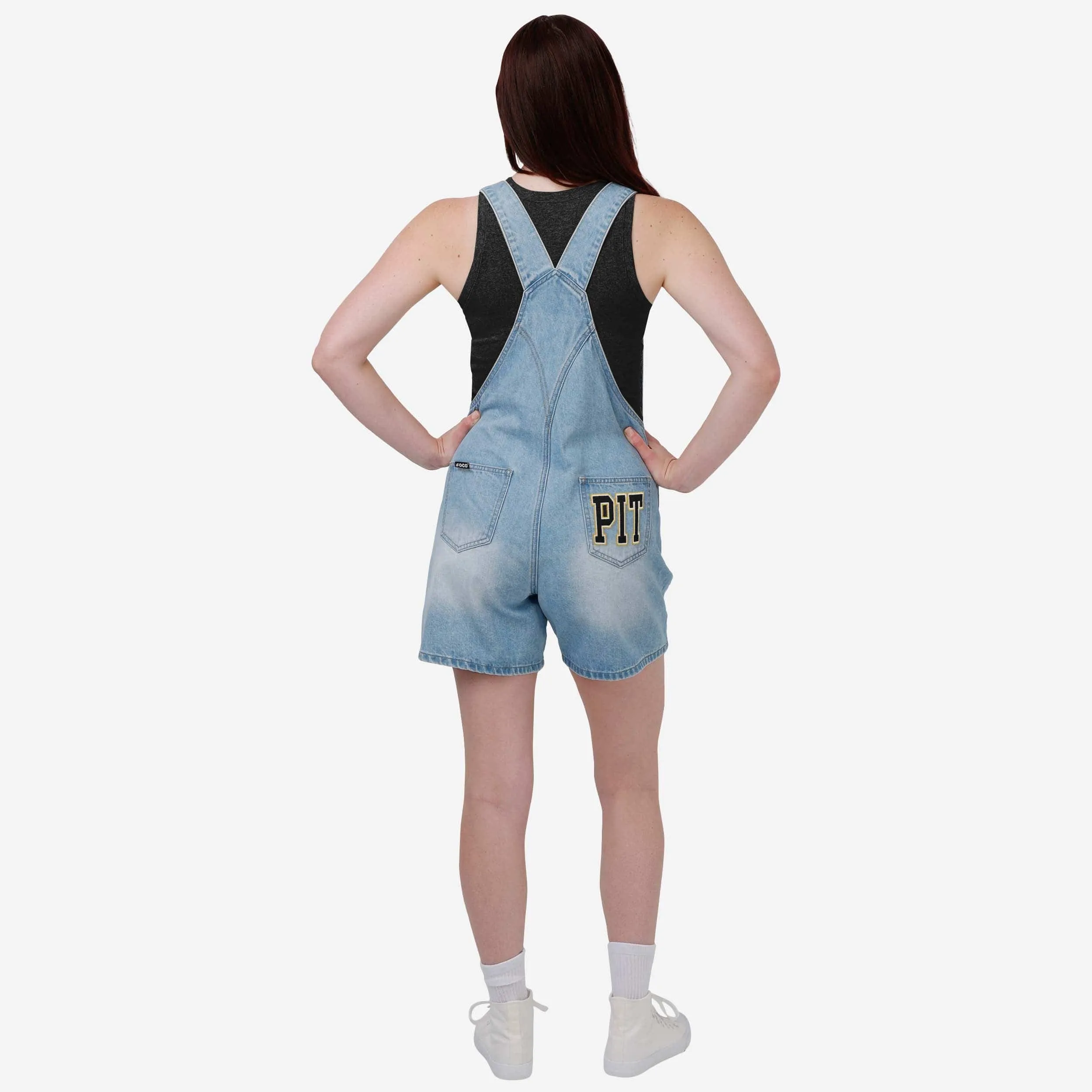 Pittsburgh Steelers Womens Big Logo Denim Bib Shortalls