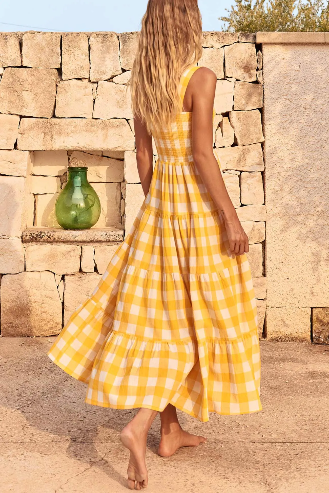 Plaid Print Tiered Cami Dress