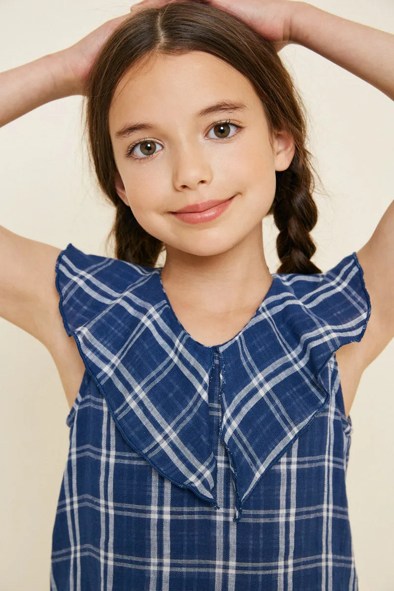 Plaid Ruffle Collar Tank