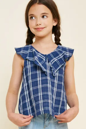 Plaid Ruffle Collar Tank