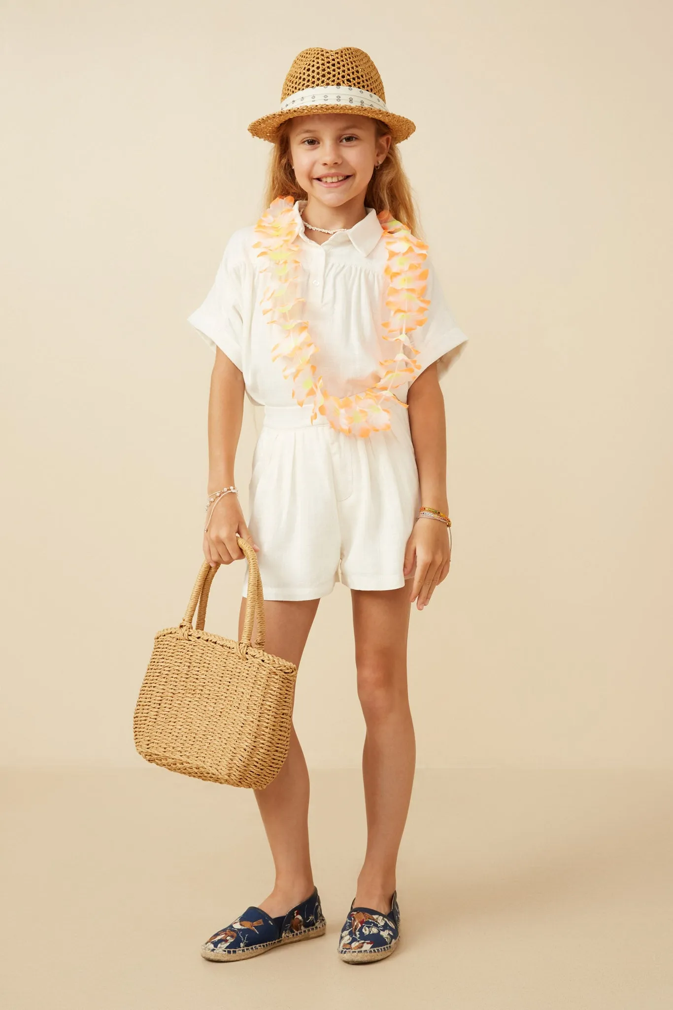 Pleated Detail Button Front Shorts