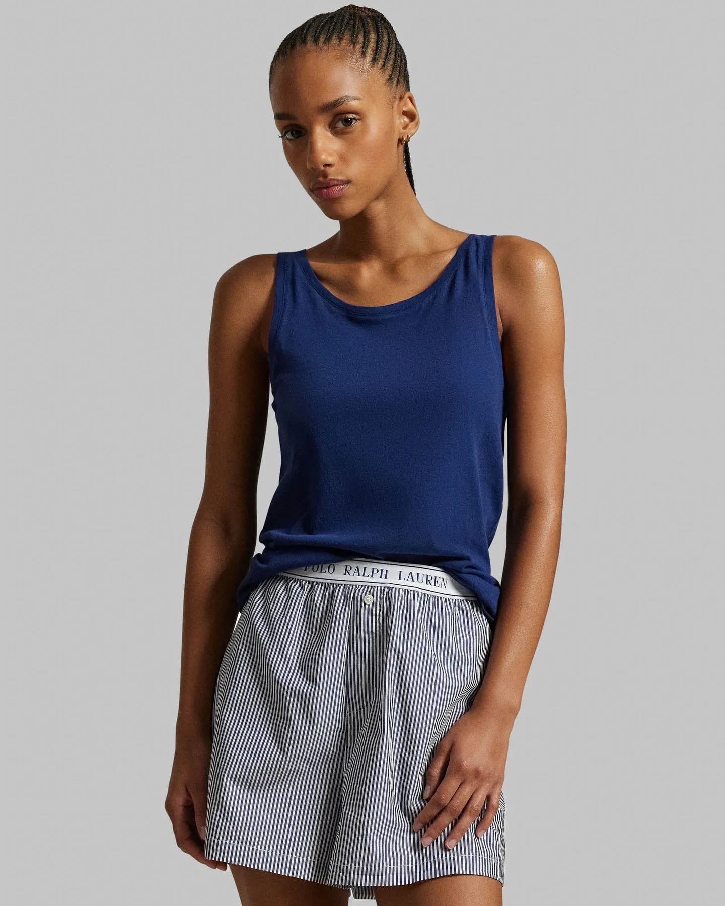 POLO RALPH LAUREN- LONG LEAN TANK TOP- onyx/grey/white cloud/navy