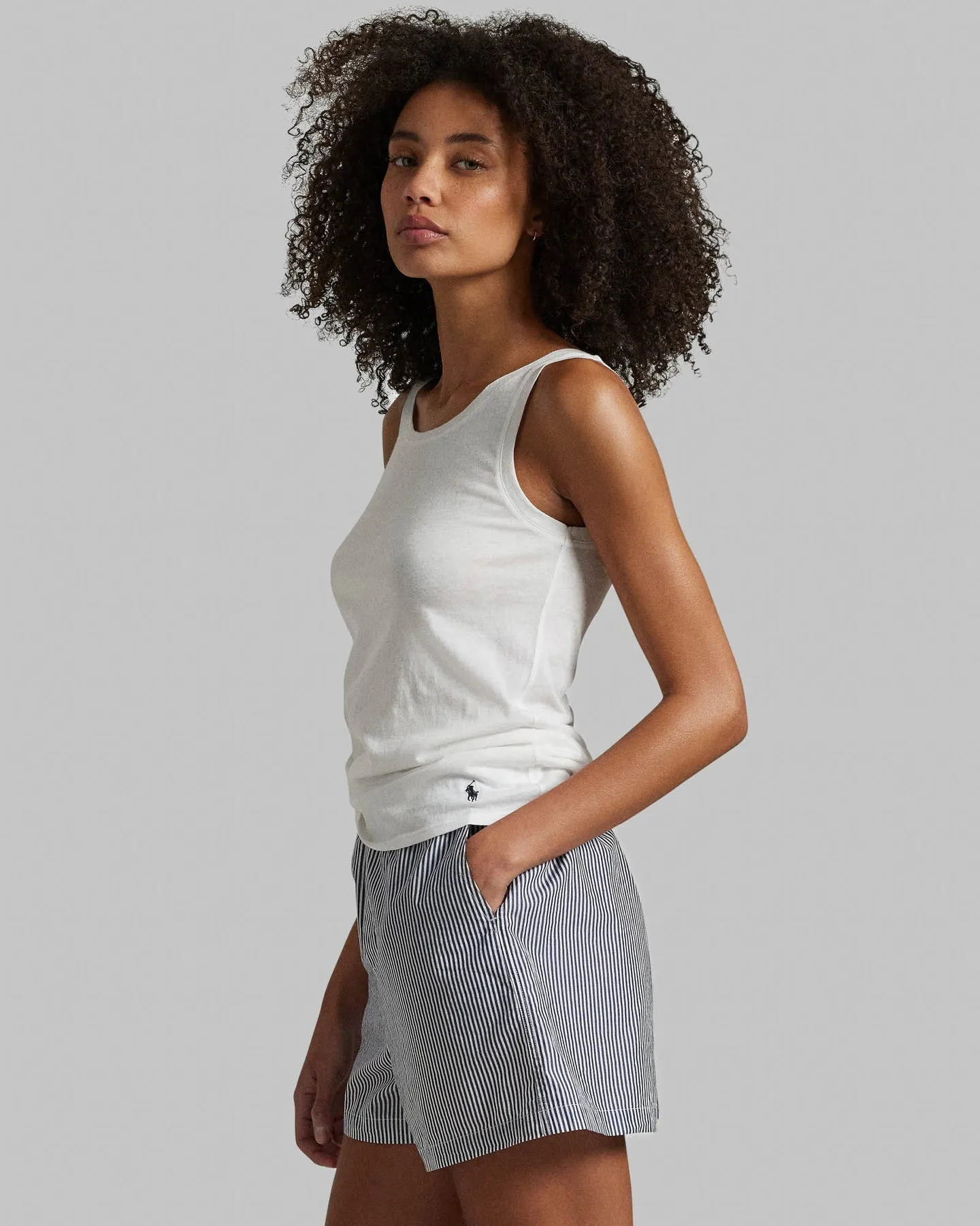 POLO RALPH LAUREN- LONG LEAN TANK TOP- onyx/grey/white cloud/navy