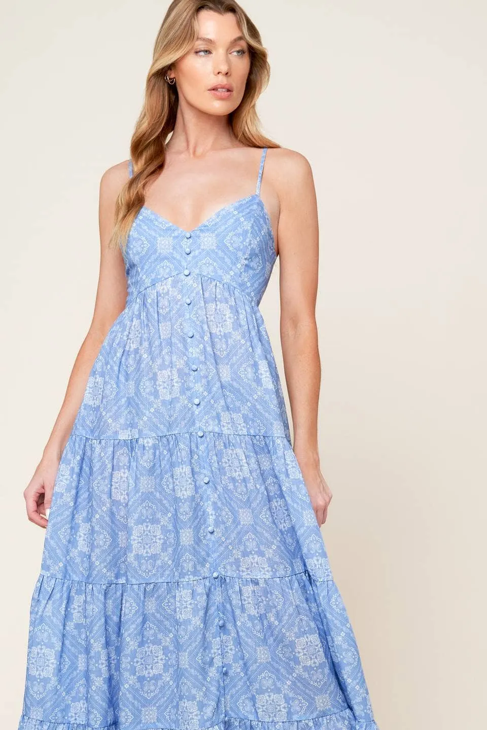 *PREORDER* Print woven maxi dress: Slate Blue