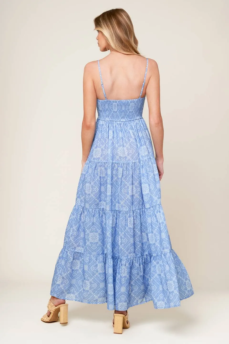 *PREORDER* Print woven maxi dress: Slate Blue