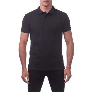 Pro Club Men's Pique Polo Cotton Short Sleeve Shirt - BLACK