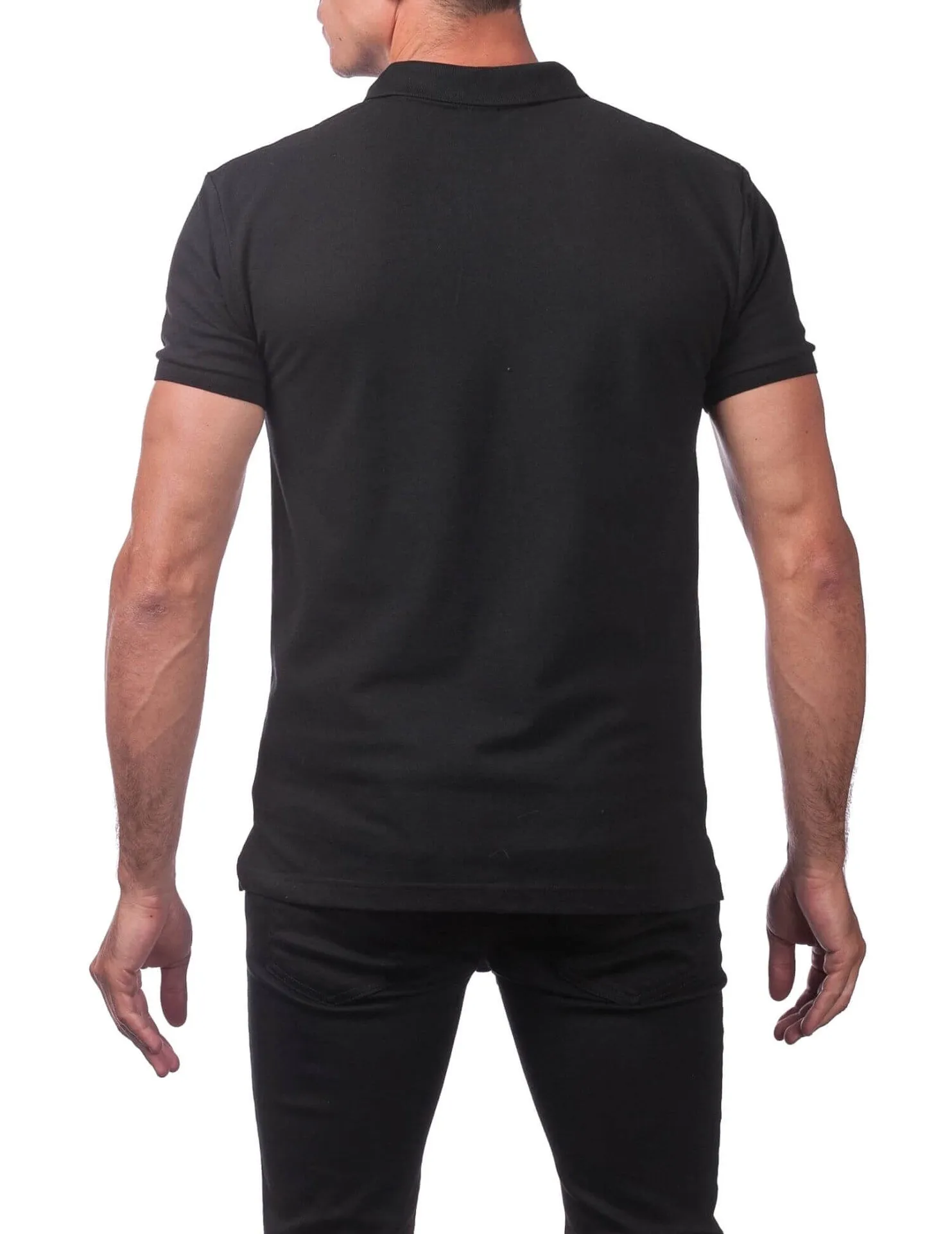 Pro Club Men's Pique Polo Cotton Short Sleeve Shirt - BLACK