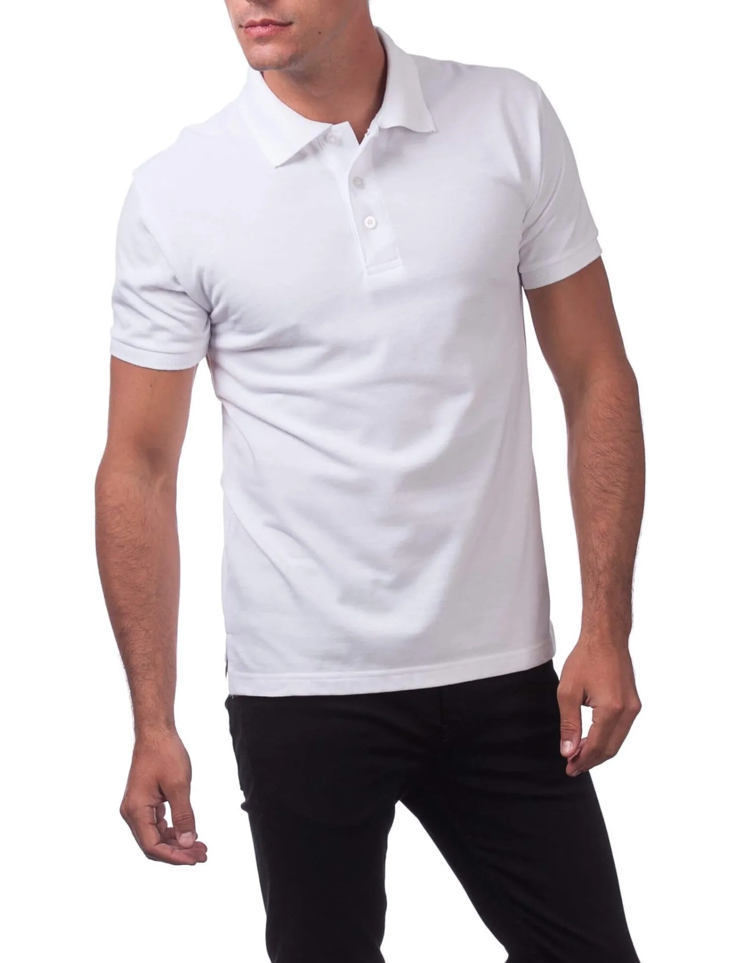 Pro Club Men's Pique Polo Cotton Short Sleeve Shirt - White