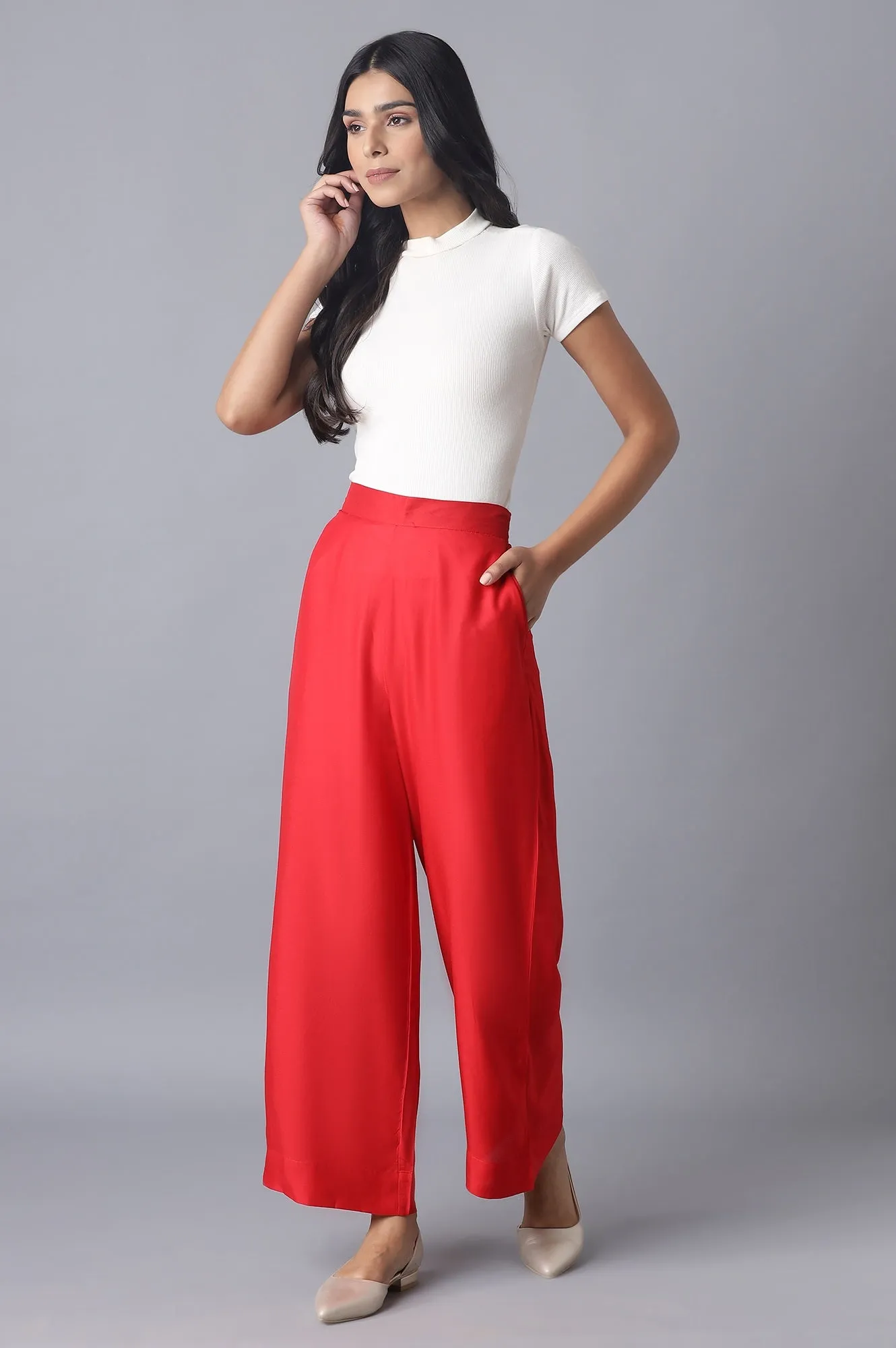 Red Basic Trousers
