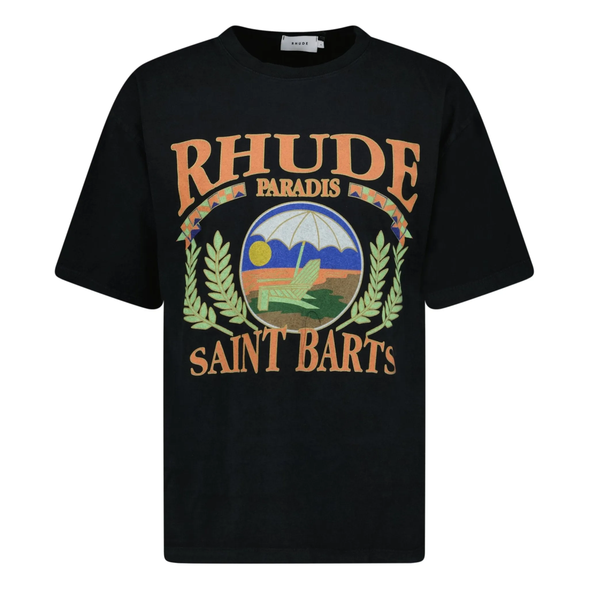 RHUDE SUN BED PRINTED T-SHIRT BLACK