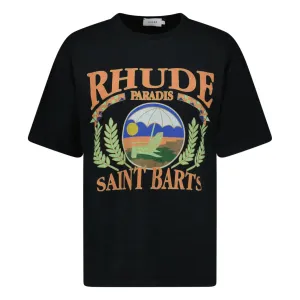 RHUDE SUN BED PRINTED T-SHIRT BLACK
