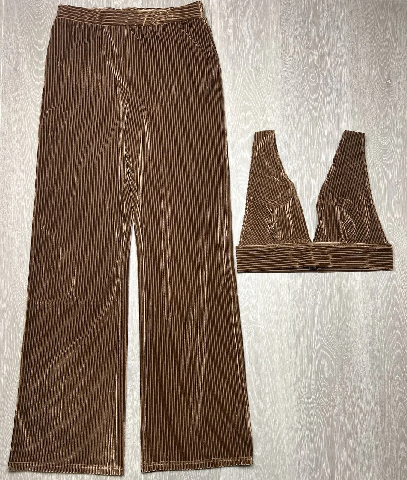 S. Berto Womens Brown Corduroy Outfit Set Size XL