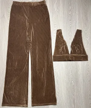 S. Berto Womens Brown Corduroy Outfit Set Size XL
