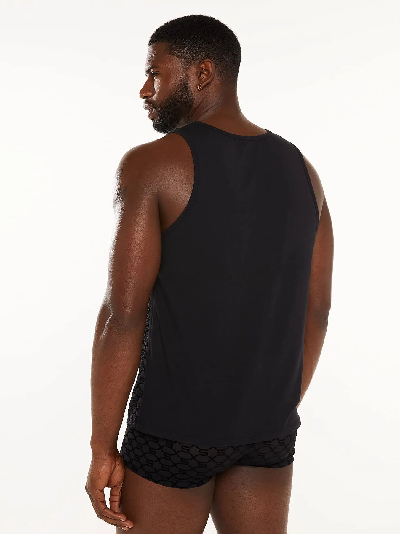 Savage X Fenty, Men's, Savage X Mesh & Jersey Tank, Caviar, L