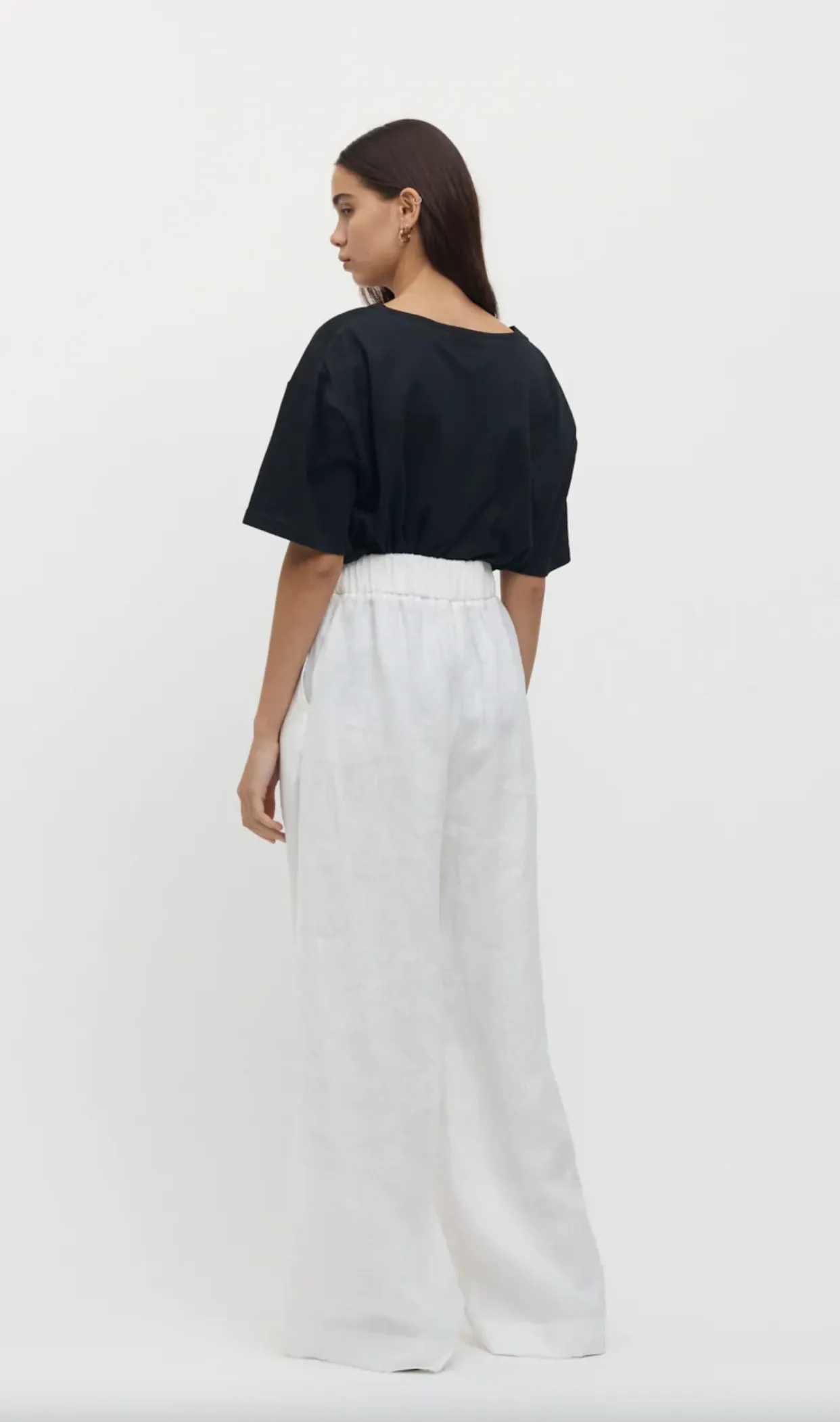 Sete Linen Elastic Waist Pant White