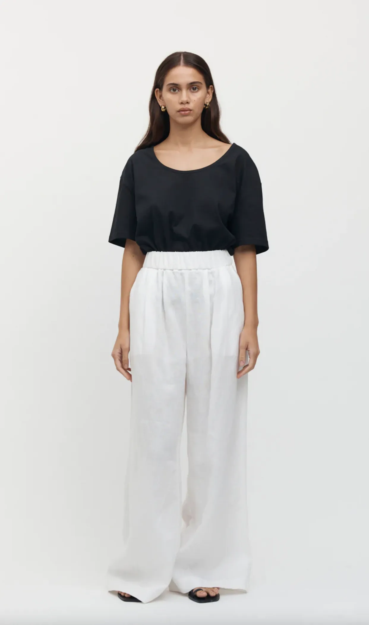 Sete Linen Elastic Waist Pant White