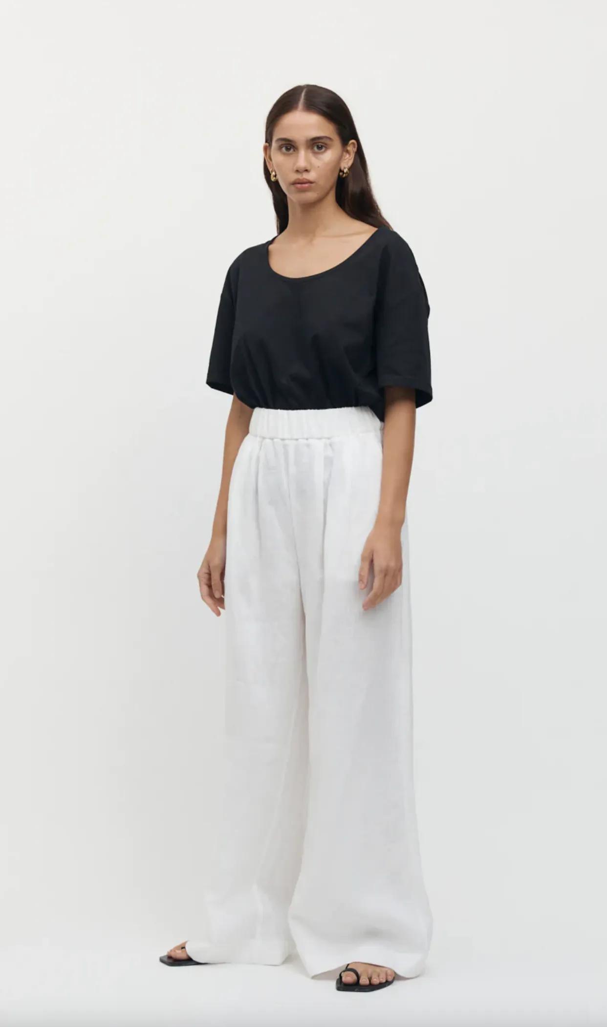 Sete Linen Elastic Waist Pant White