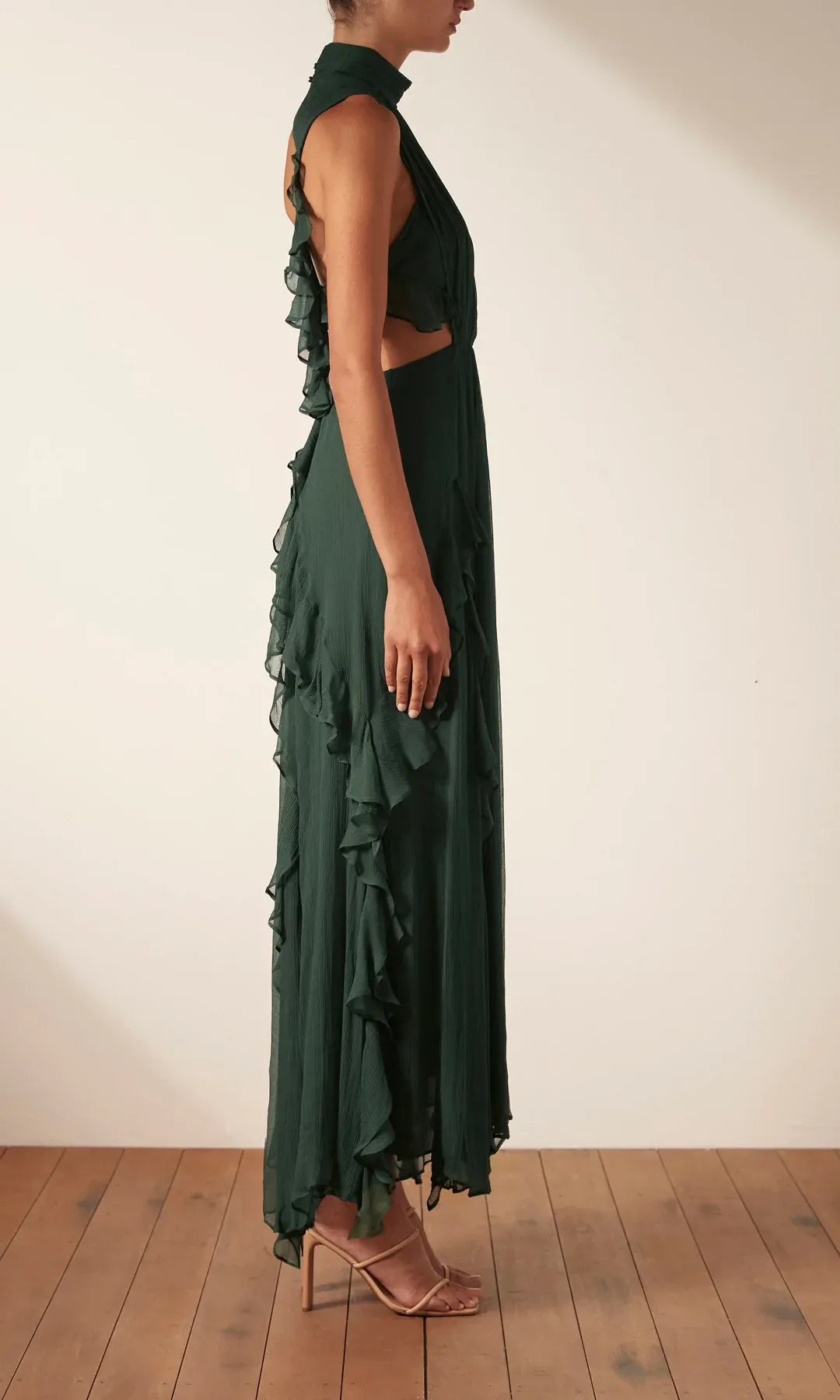 Shona Joy Leonie Backless Frill Maxi Dress - Rosemary