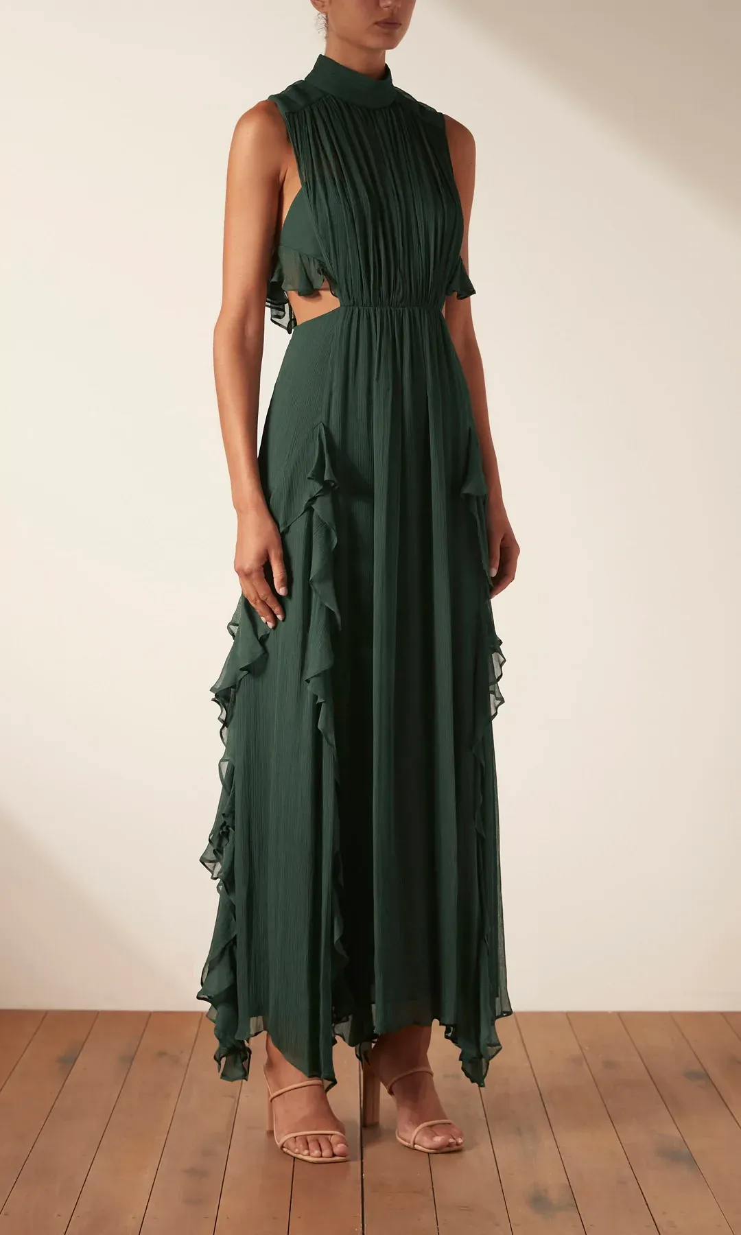 Shona Joy Leonie Backless Frill Maxi Dress - Rosemary