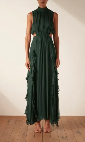 Shona Joy Leonie Backless Frill Maxi Dress - Rosemary