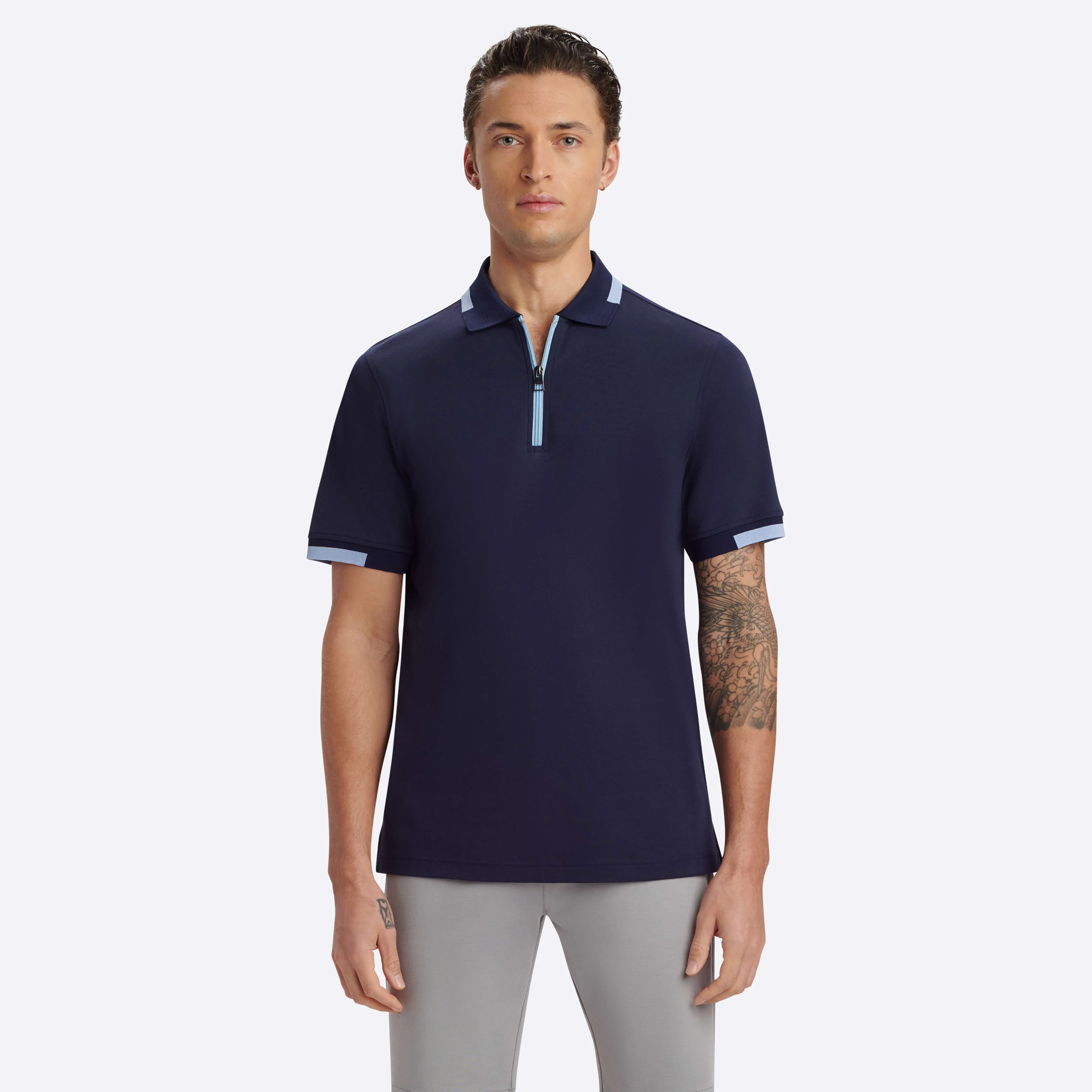 Short Sleeve Quarter Zip Polo