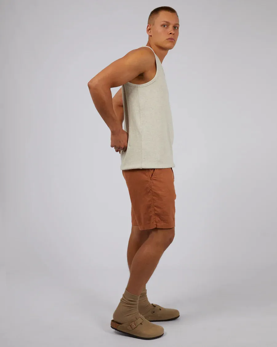 SILENT THEORY TAB LINEN SHORT TAN