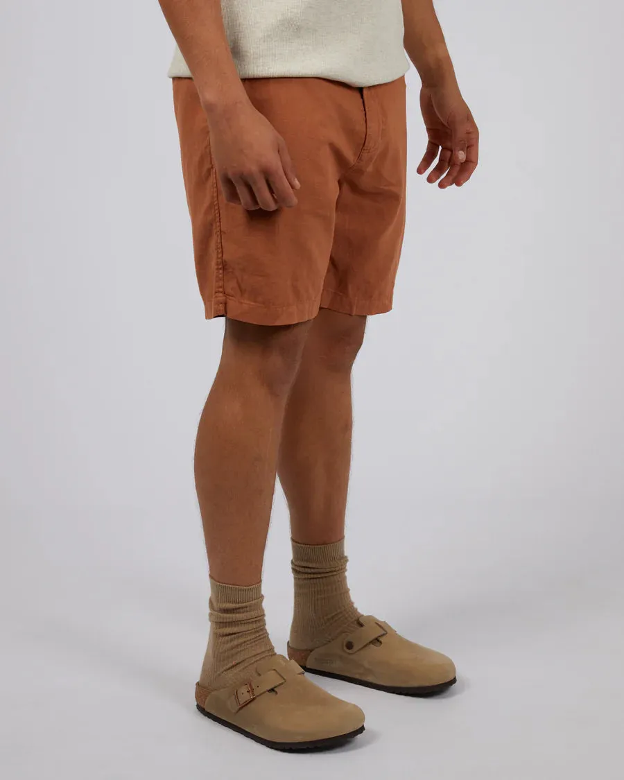 SILENT THEORY TAB LINEN SHORT TAN
