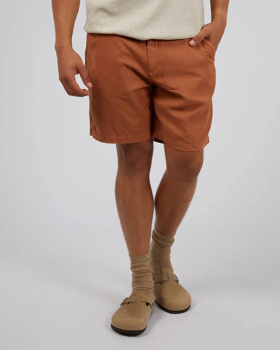 SILENT THEORY TAB LINEN SHORT TAN