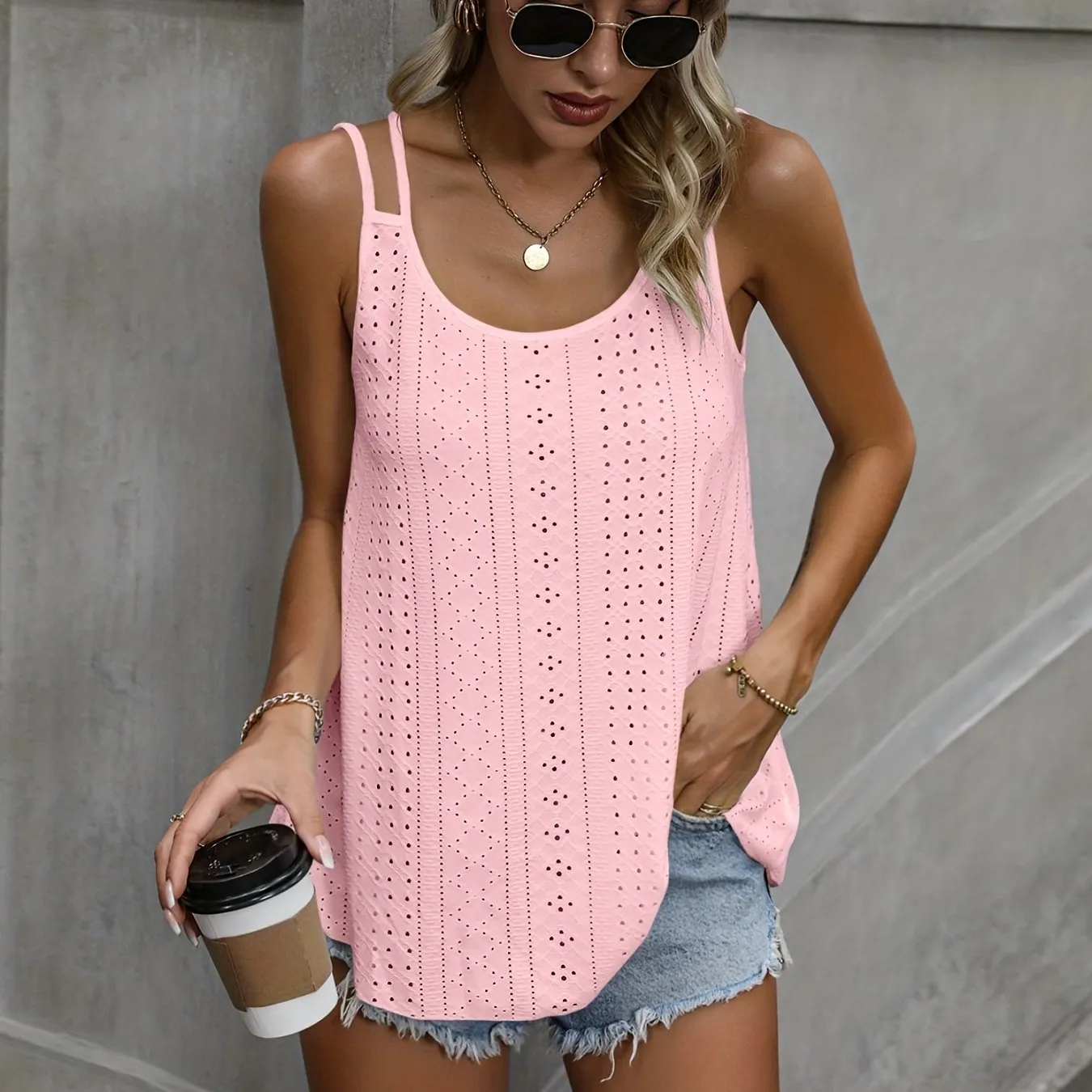 Silvia® | Solid Eyelet Cami Top