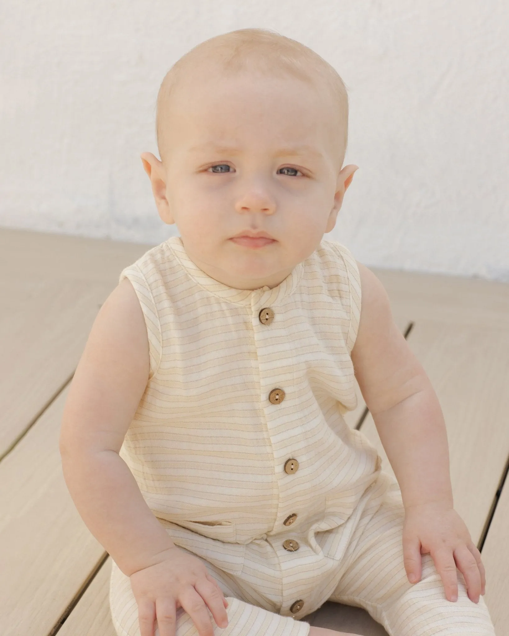 Sleeveless Pocketed Jumpsuit || Lemon Stripe*