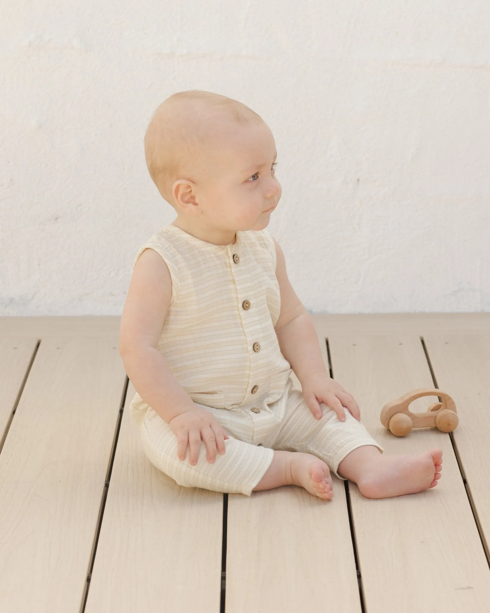 Sleeveless Pocketed Jumpsuit || Lemon Stripe*