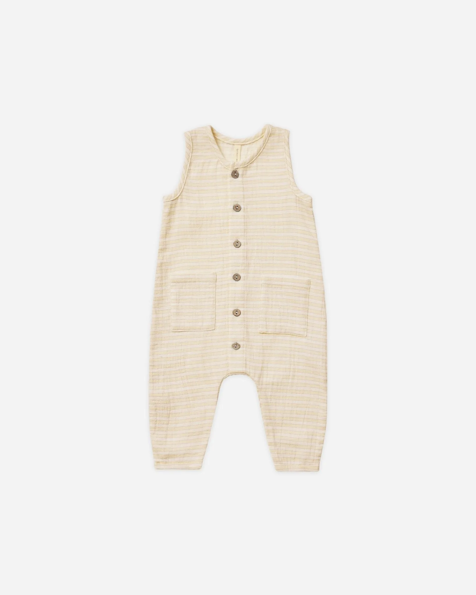 Sleeveless Pocketed Jumpsuit || Lemon Stripe*