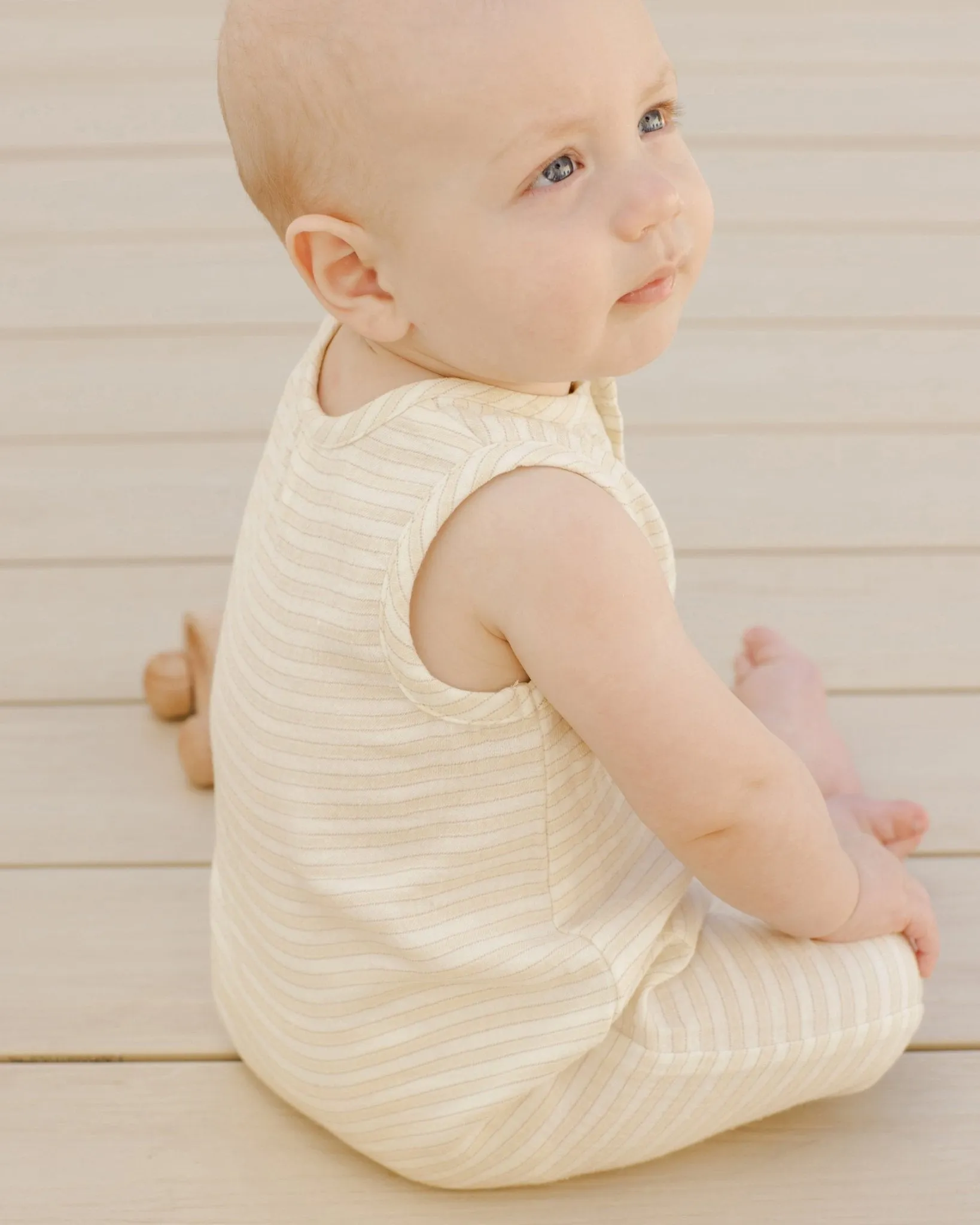 Sleeveless Pocketed Jumpsuit || Lemon Stripe*