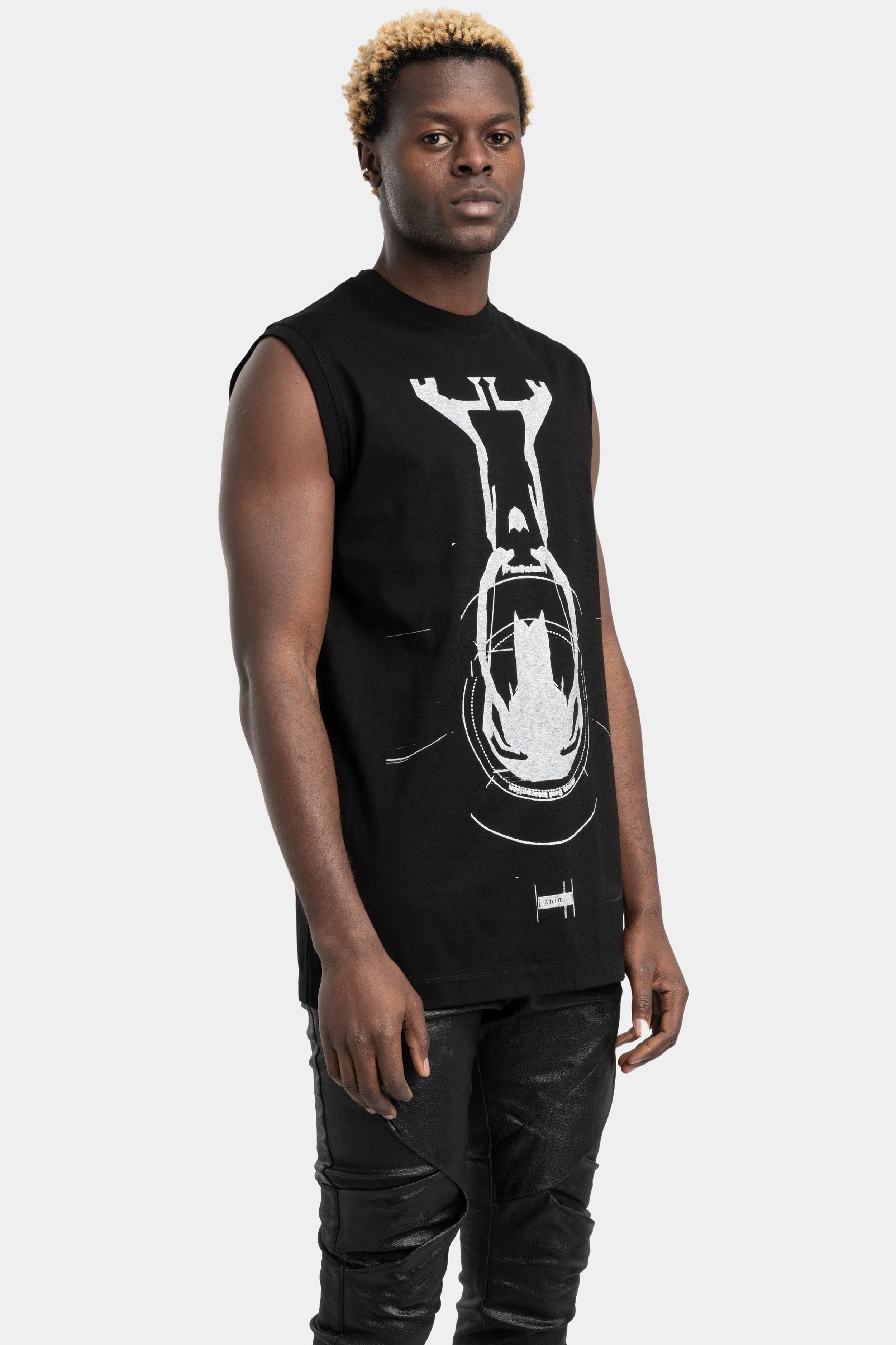 Sleeveless T-Shirt, Black / Print