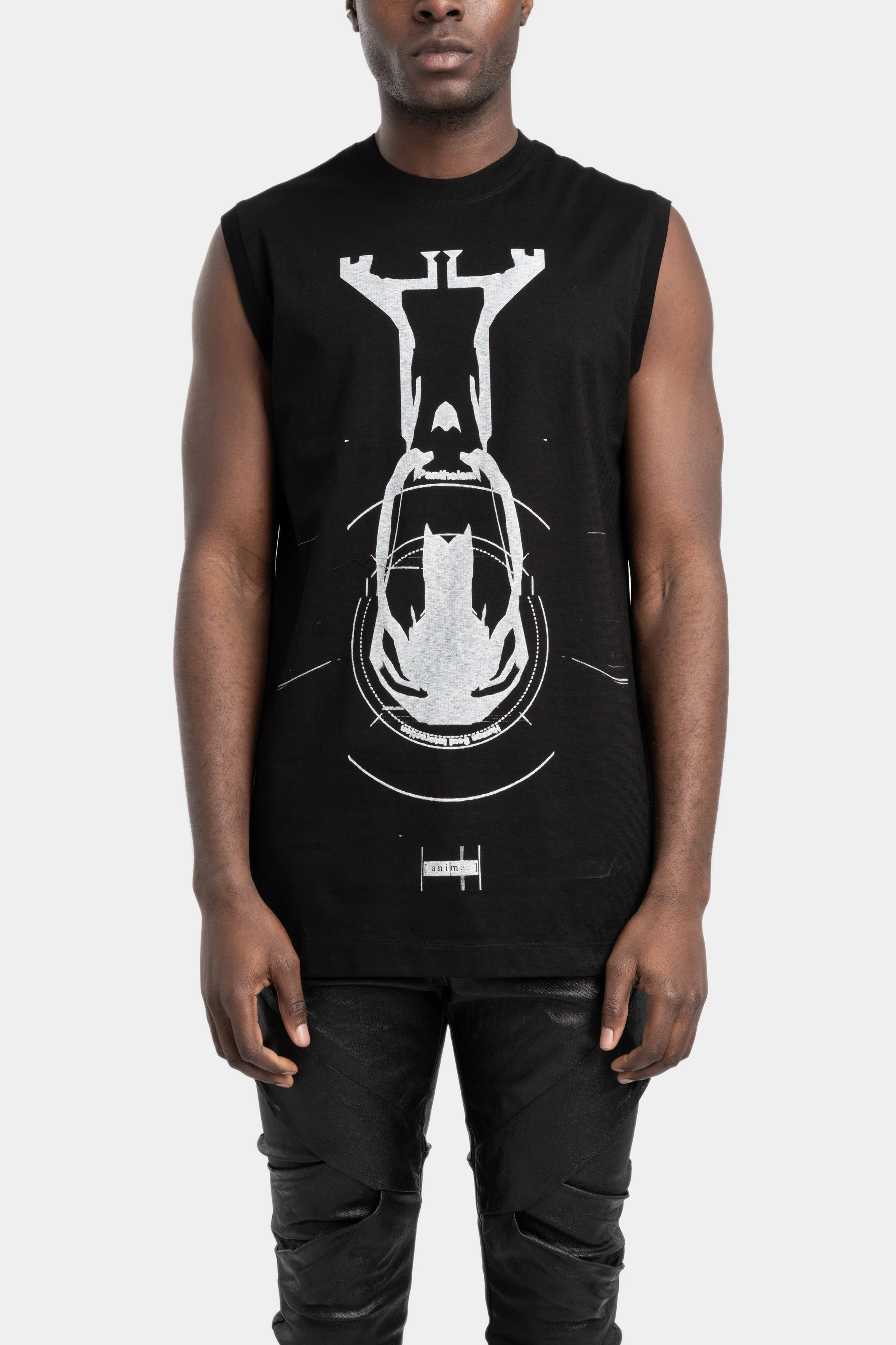 Sleeveless T-Shirt, Black / Print