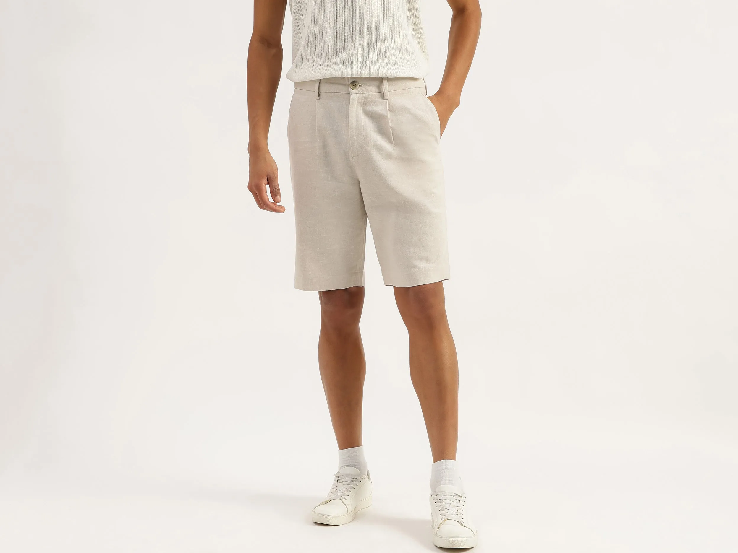 Solid Comfort Fit Bermuda Shorts