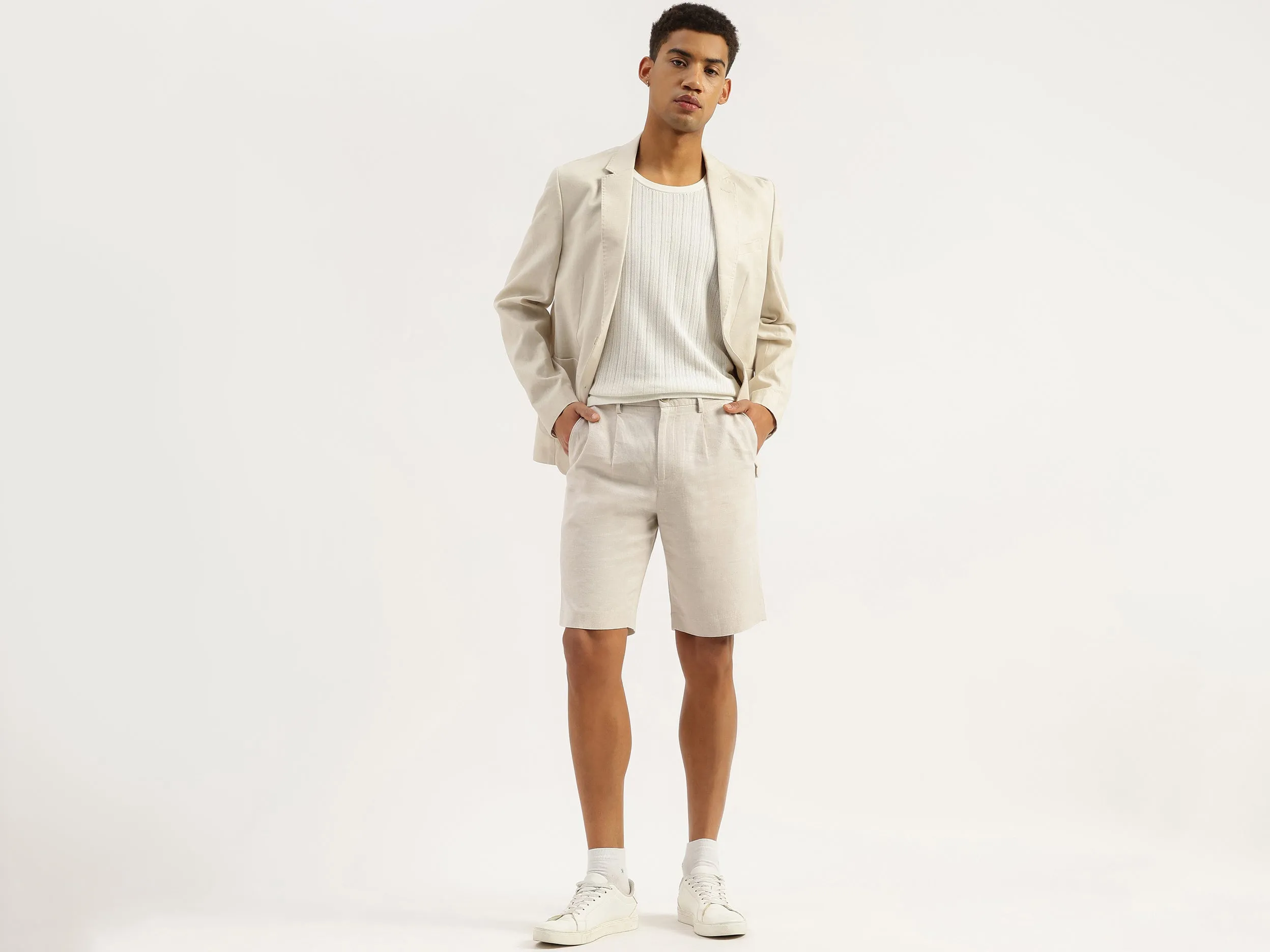 Solid Comfort Fit Bermuda Shorts