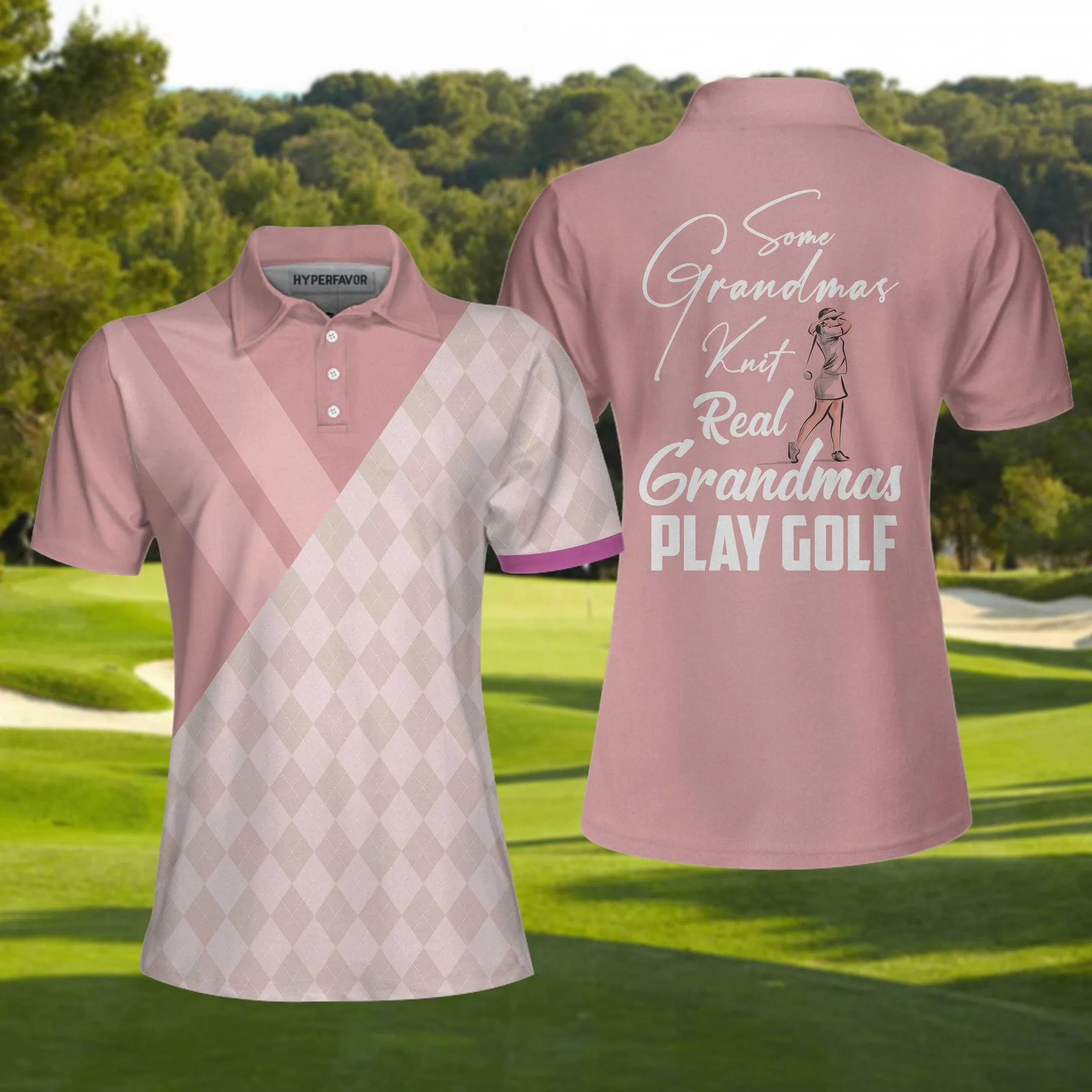 Some Grandmas Knit Real Grandmas Play Golf Ladies Women Polo Shirt