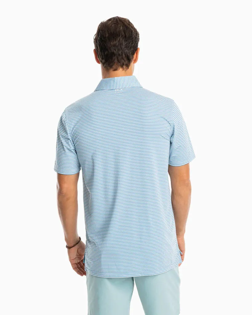 SOUTHERN TIDE BRRR°®-EEZE SHORES STRIPED PERFORMANCE POLO SHIRT - CLASSIC WHITE