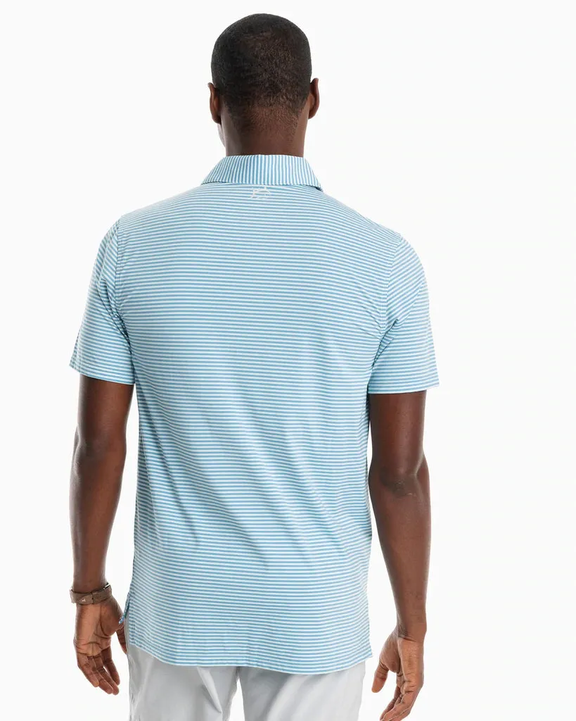 SOUTHERN TIDE BRRR°®-EEZE SHORES STRIPED PERFORMANCE POLO SHIRT - TURQUOISE