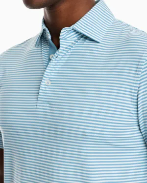 SOUTHERN TIDE BRRR°®-EEZE SHORES STRIPED PERFORMANCE POLO SHIRT - TURQUOISE