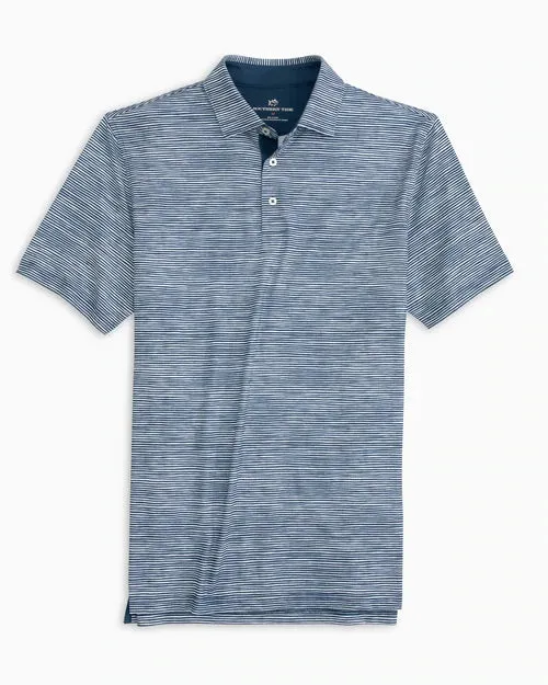 SOUTHERN TIDE DRIVER TIDAL STRIPED PERFORMANCE POLO SHIRT - ADMIRAL BLUE