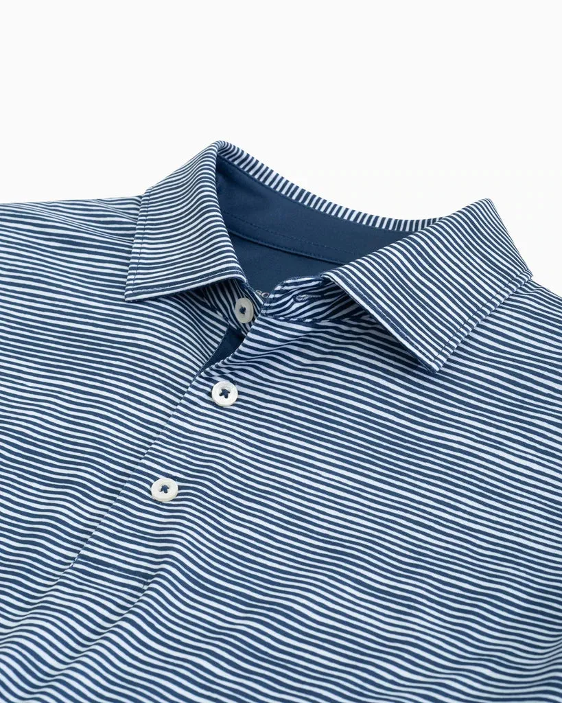 SOUTHERN TIDE DRIVER TIDAL STRIPED PERFORMANCE POLO SHIRT - ADMIRAL BLUE