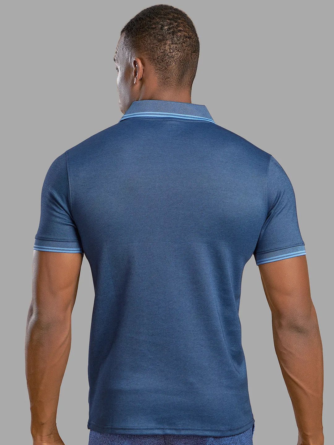 Sport Sun Navy Milange Cotton Matty Polo T Shirt