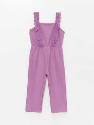 Square Collar Strap Baby Girl Jumpsuit
