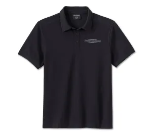 Stacked Bar & Shield Polo - Harley Black